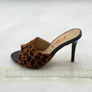 FSJ Black/Brown Leopard Casual Peep Toe Mule Sandals Stiletto High Heels Shoe